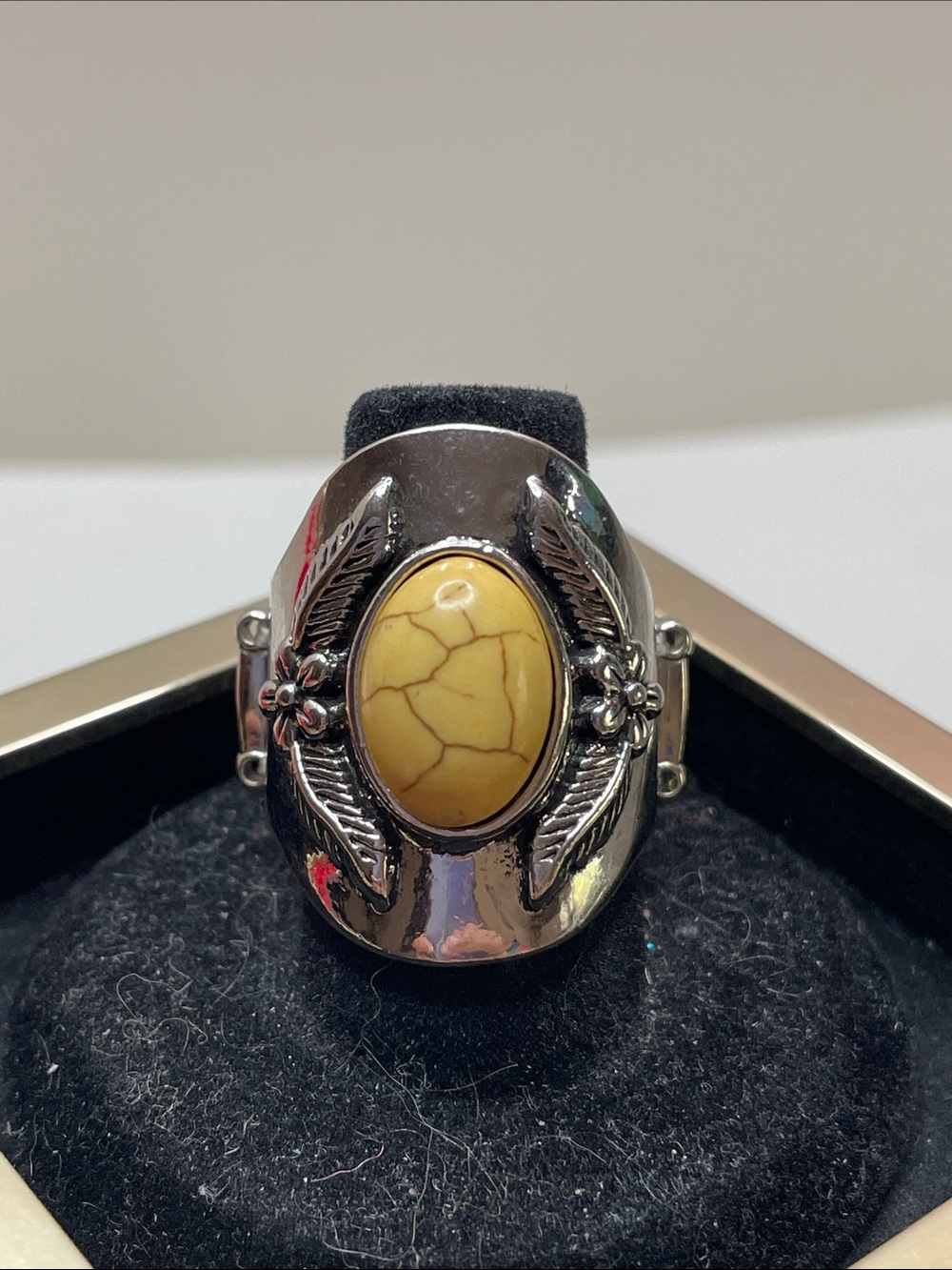 Stretchy Yellow Bead Statement Ring